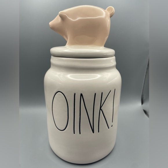 Rae Dunn Kitchen Rae Dunn Oink Small Canister Cookie Jar With Pig